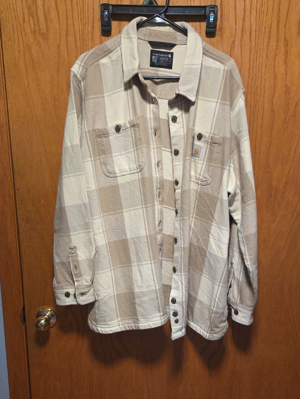 Carhartt Women's Tan & Cream Plaid Shirt Jacket